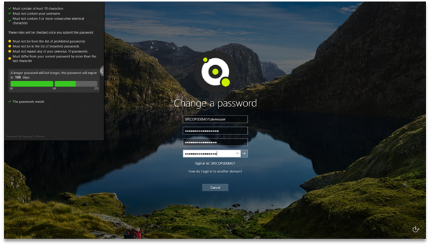 Passwortwechsel User Interface mit dynamischen Feedbacks