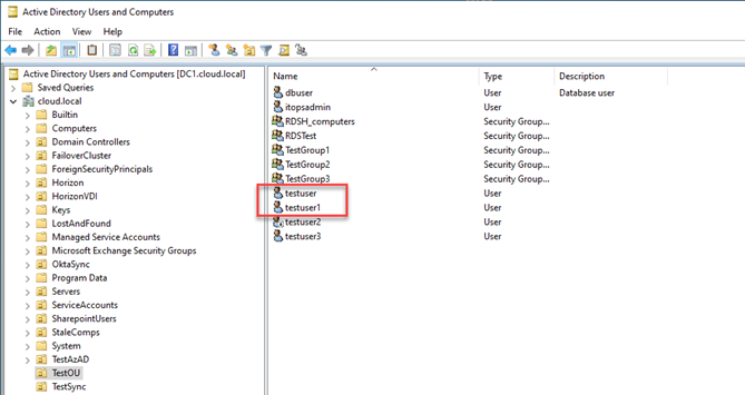 Active Directory Users and Computers after restore
