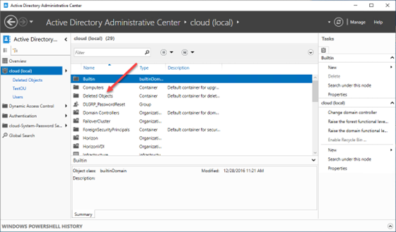 Active Directory Administrative Center - Deleted Objects