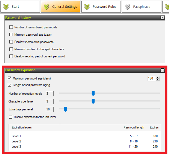 Paramètres d’expiration du mot de passe Specops Password Policy