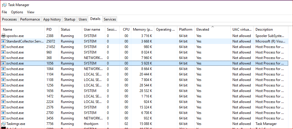 screenshot of group policy processing showing how common it is for services to run in the generic host