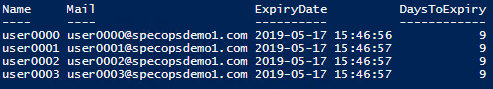 screenshot of Powershell script for password expiration notifications