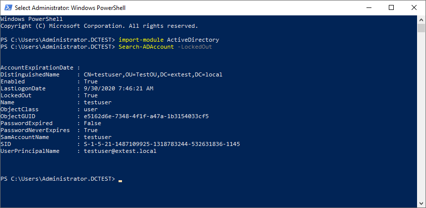Finding Active Directory accounts that are locked out