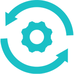 circle arrows with gear in middle