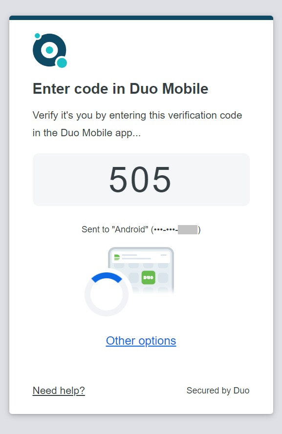 specops authentication via duo verified push screen