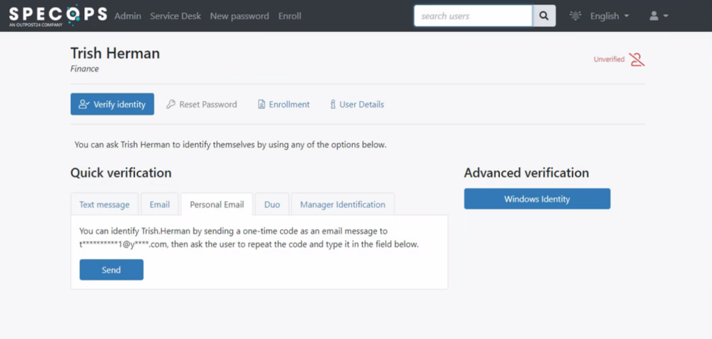 service desk verify identity
