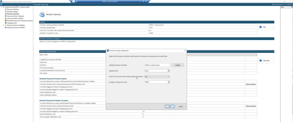 Configuring Periodic Scanning to save reports of accounts with breached passwords
