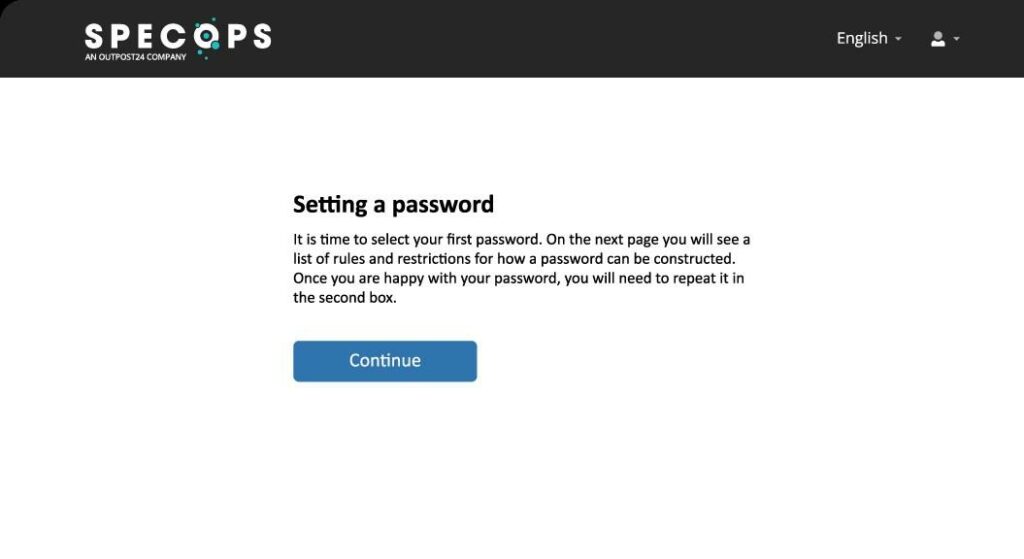 A new employee is about to set their first password after authenticating with First Day Password